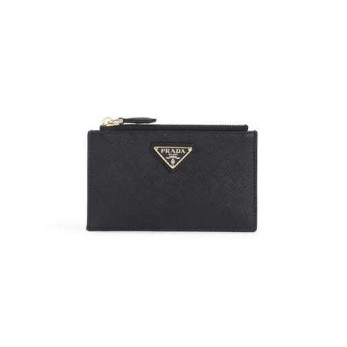 Prada Black Calf Leather Card Holder Black Porte-cartes