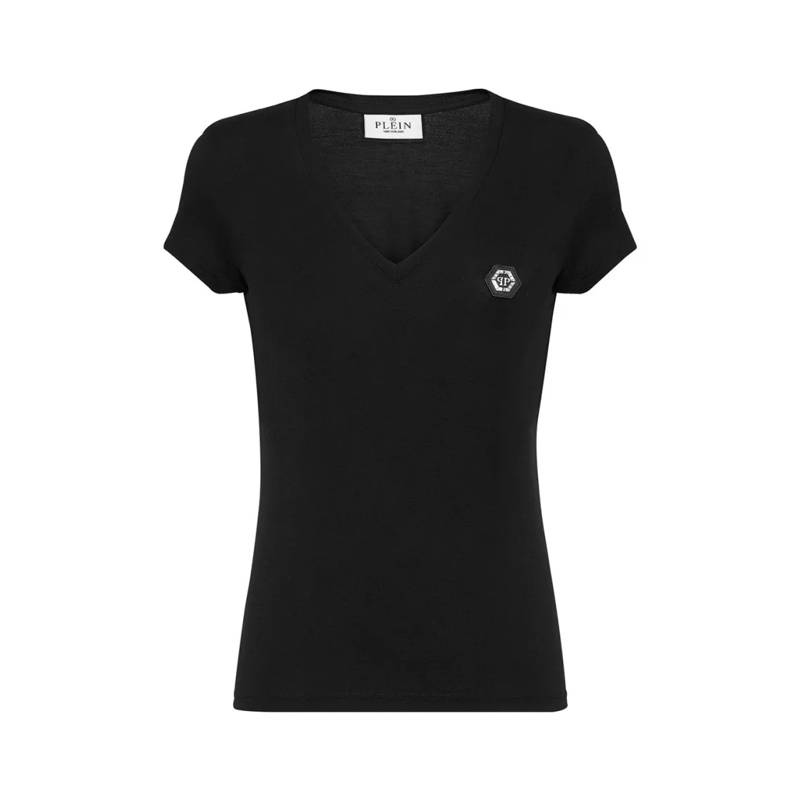 Philipp Plein T-Shirt V-Neck Cotton T-Shirt With Iconic Logo Detail And  Black
