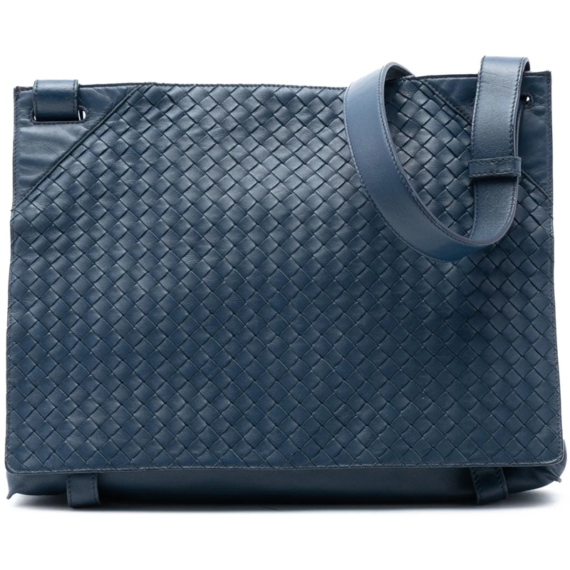 Bottega Veneta Schultertasche Nappa Intrecciato Flap Crossbody blau