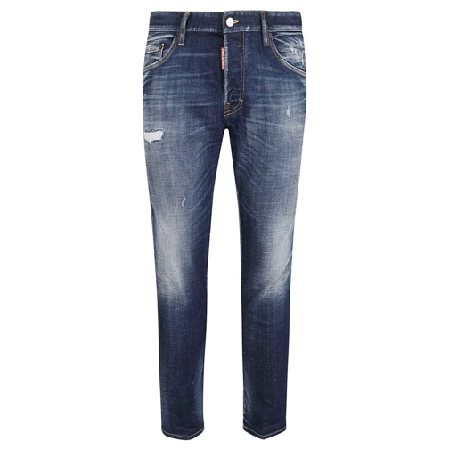 Dsquared2 Jeans Slim Fit Stretch Cotton Denim Jeans With Logo Deta Blue