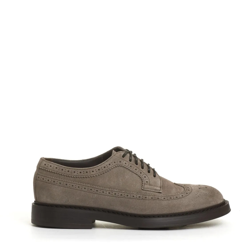 Doucal's Schnürschuhe Lace-Up Shoes With Holes In Dove-Grey Suede Brown