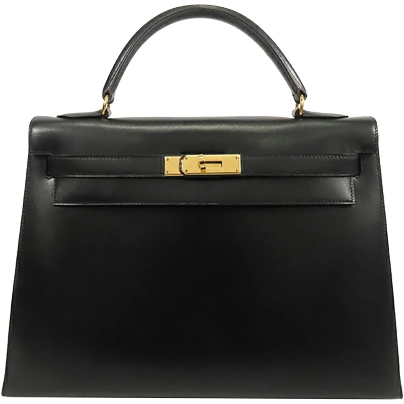 Hermès Schultertasche Box Calf Kelly Sellier 32 schwarz