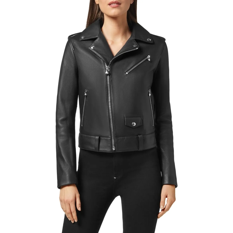 Philipp Plein Lederjacke Leder Biker-Jacke schwarz(Image 3)