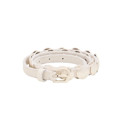 Golden Goose Ceinture White Belt With Aged Silver-Colored Studs White