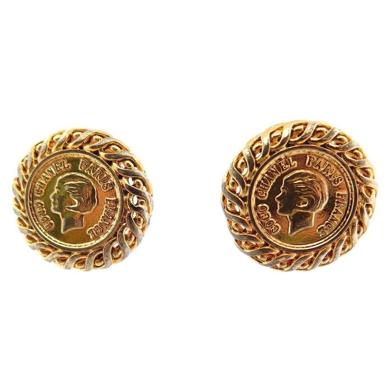 Chanel Ohrstecker VINTAGE OHRRINGE CHANEL PORTRAIT COCO 1996 GOLDENE gold