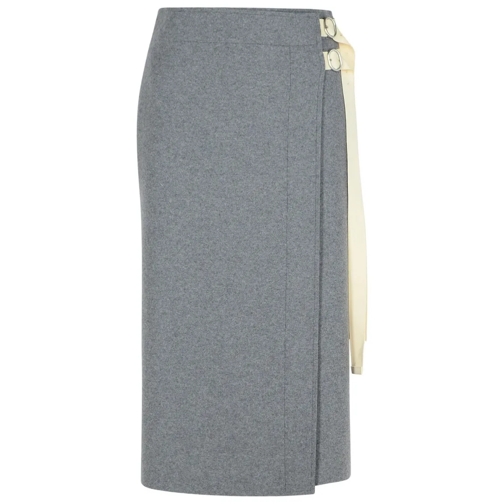 Jil Sander Midi Rokken Grey Wool Blend Skirt Grey