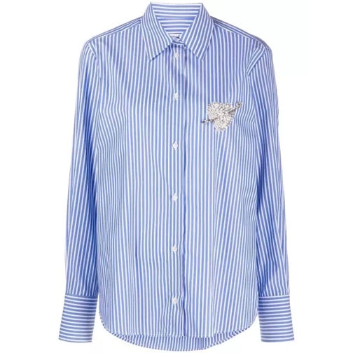 MSGM Embellished-Heart Cotton Shirt Blue 