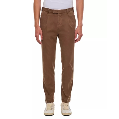 Pt01 Cotton Trousers Brown 