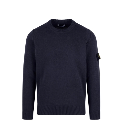 Stone Island Lambswool Crewneck Sweater Blue Trui