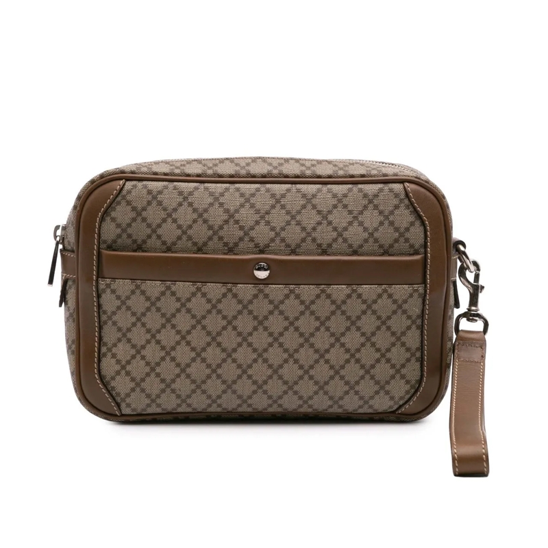 Gucci Pochette Diamante Coated Canvas Clutch braun