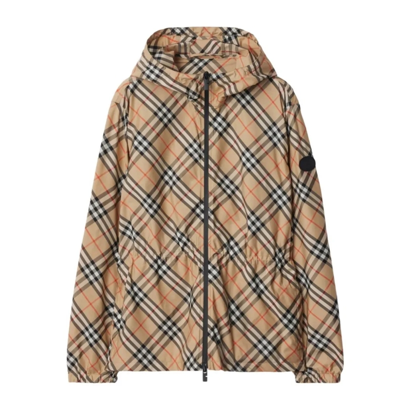 Burberry Übergangsjacke Hooded Casual Jacket With Classic Check Pattern Brown