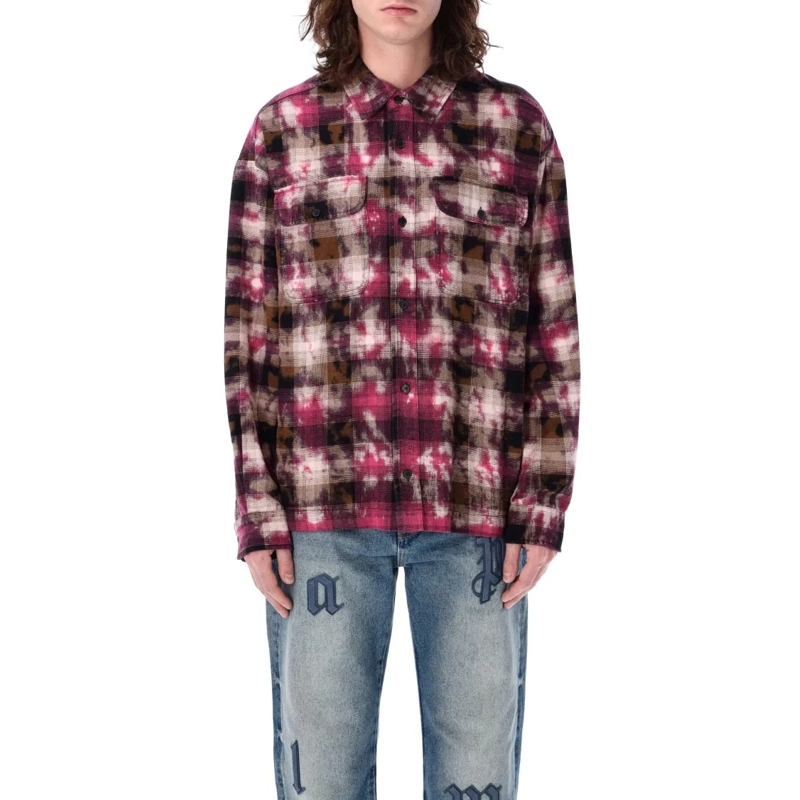 Palm Angels Overhemd Curved Logo Check Shirt Multicolor