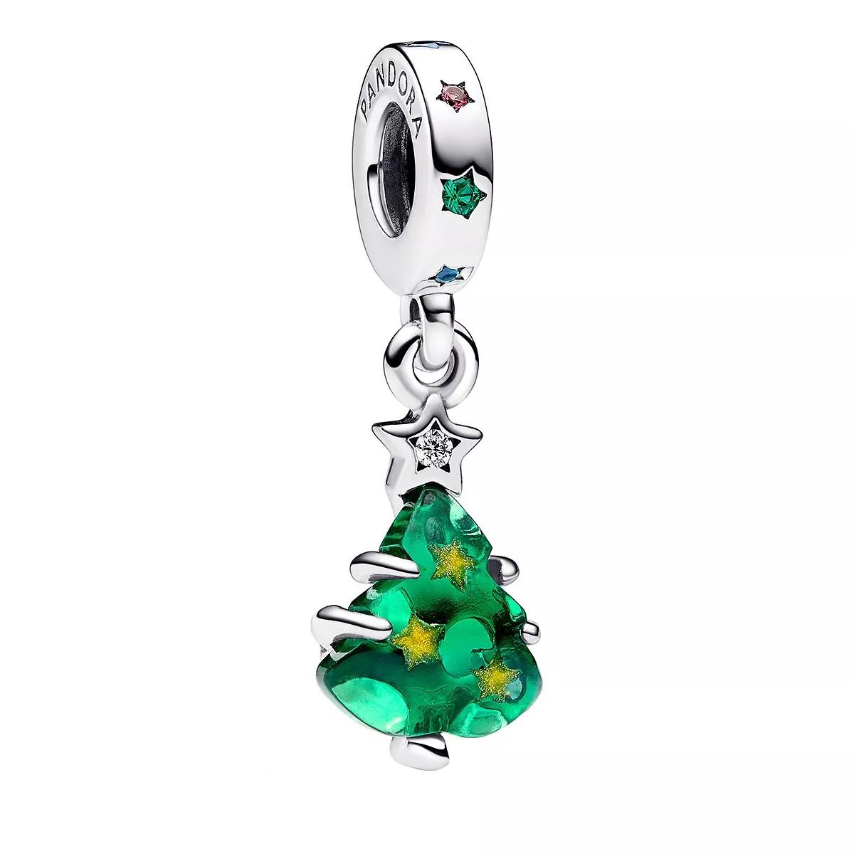 Pandora Christmas tree sterling silver dangle with clear, Multicolor