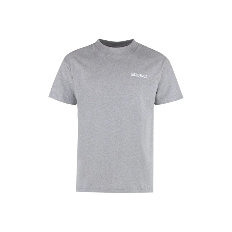Jacquemus T-shirt Relaxed-Fit Grey T-Shirt With Signature Logo White