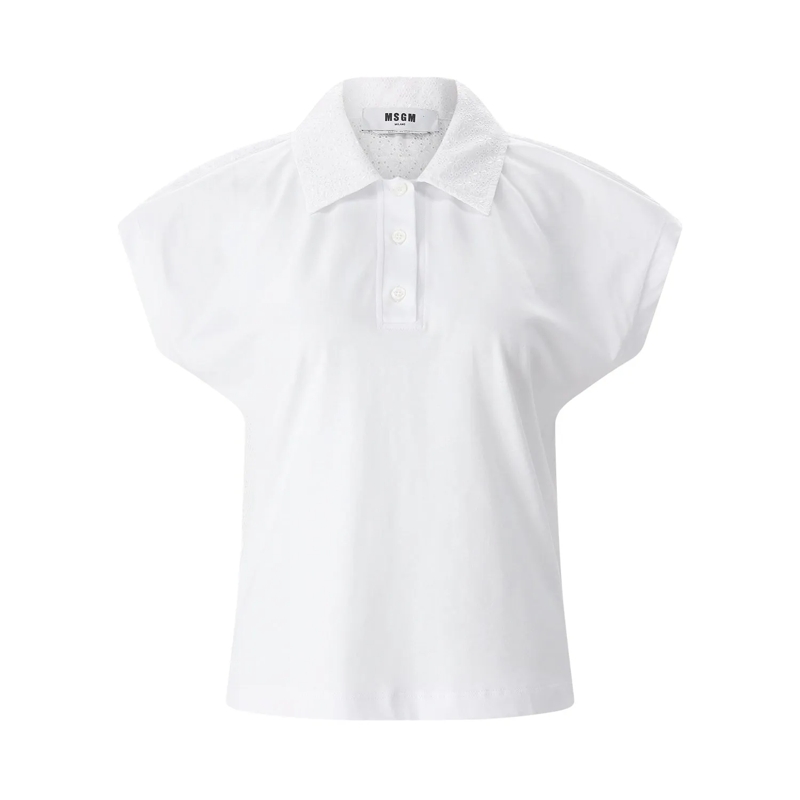 MSGM Polo Shirt mit Stickereien weiß