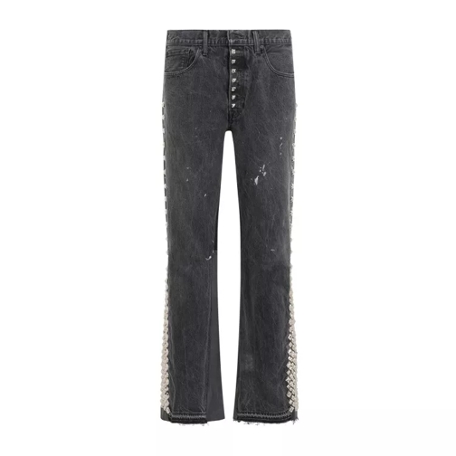 Gallery Dept. Studded La Flare Dark Black Cotton Jeans Black 