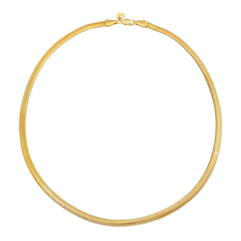 Elli Mittellange Halskette Halskette Flach Elegant Schlangenkette Fischgräte  gold(Image 3)