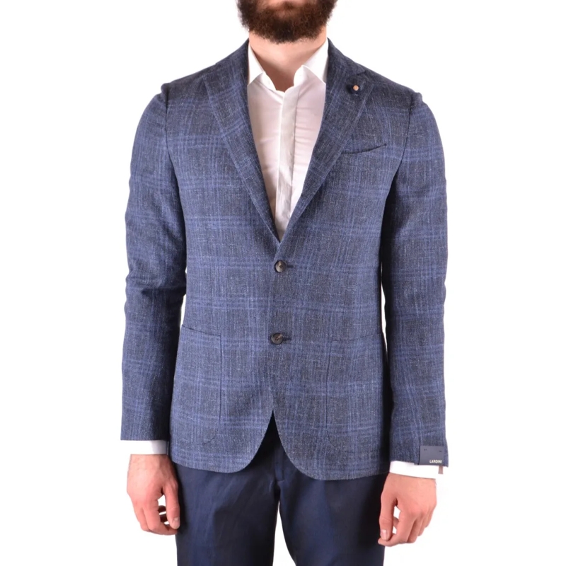 Lardini Blazer Tailored Blazer With Subtle Check Pattern Grey