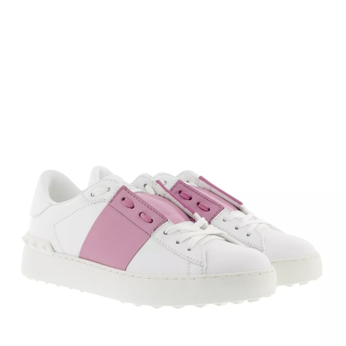 Valentino Garavani Open Sneakers Leather Patent White/Pink lage-top sneaker