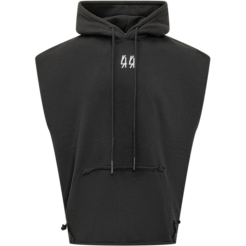 44 Label Group  Felpa Senza Maniche con Cappuccio schwarz