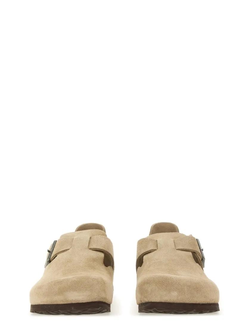Thumbnail - Birkenstock Loafer - Slip-On Suede Leather Sabot With Adjustable Buckle - Gr. 42 (EU) - in Beige - für Damen