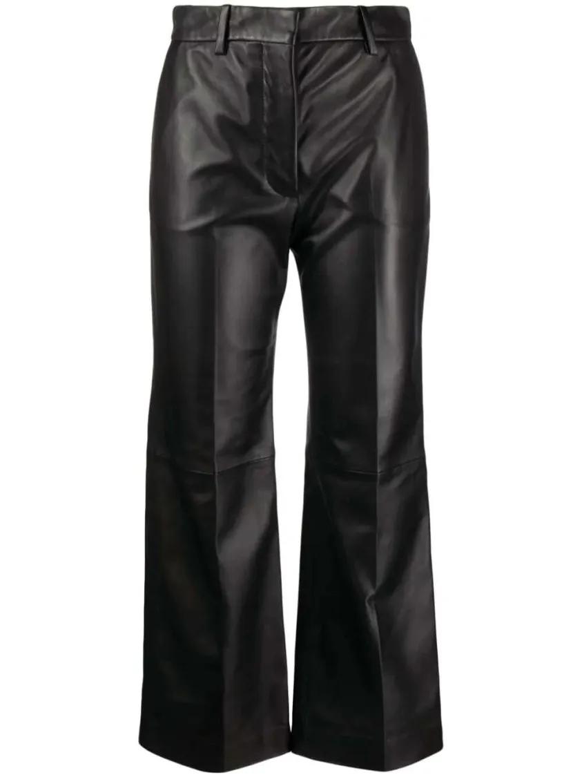 Thumbnail - Joseph - Talia Leather Cropped Trousers - Größe 40 - schwarz