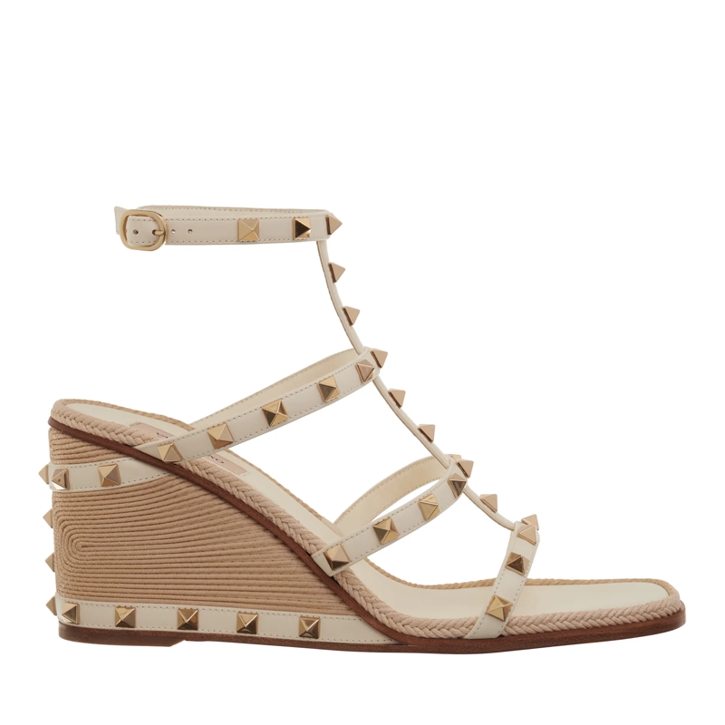 Valentino Garavani Sandaletten mit Absatz Wedge Espadrillas Ivory