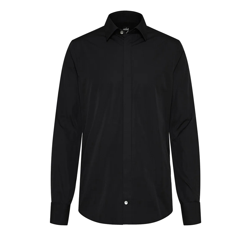 VAN LAACK Hemd Hemd Slim Fit Uni schwarz