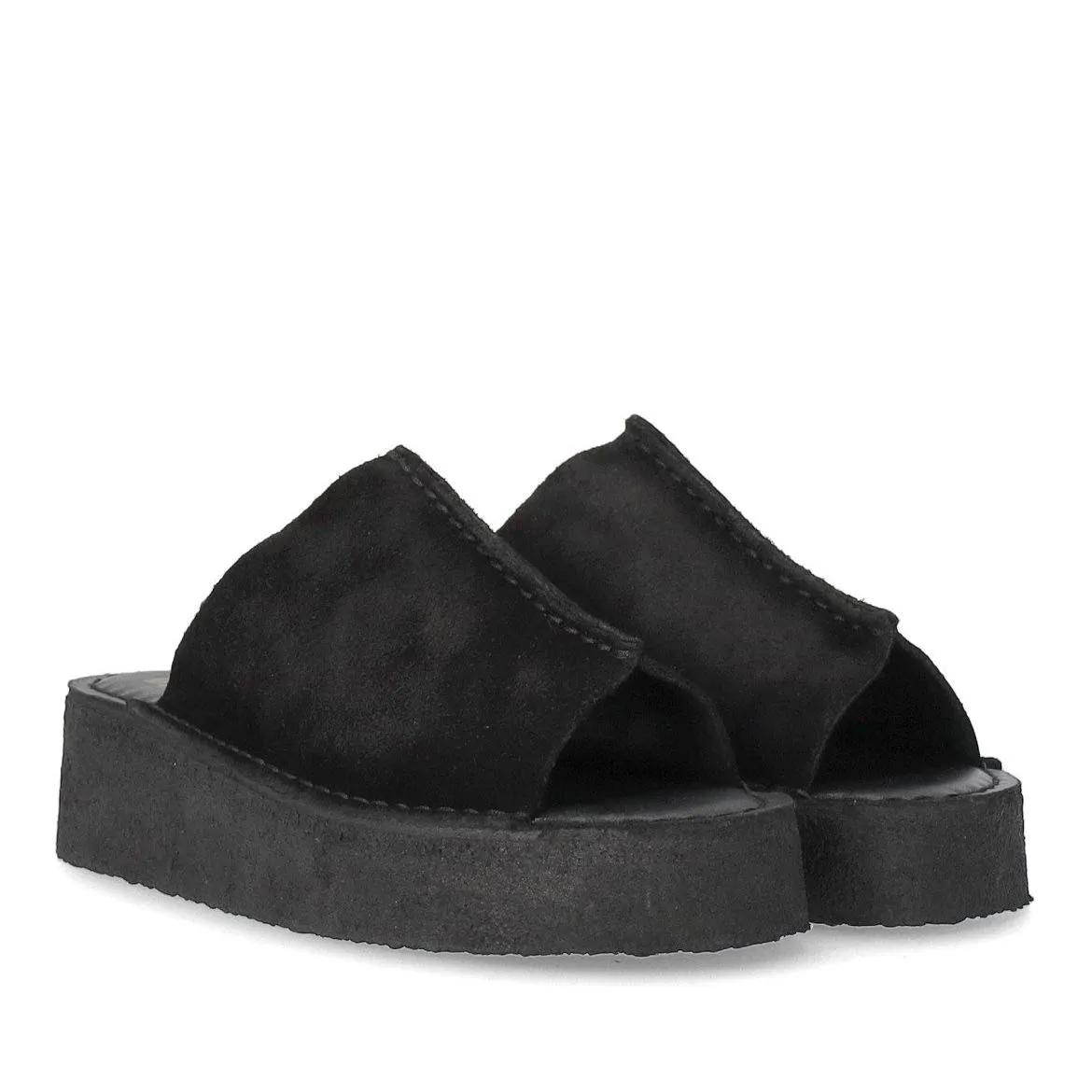 Clarks Sandalen & Sandaletten - CLARKS WEDGE SCHWARZES PLATTFORM SLIDE - Gr. 38 (EU) - in Schwarz - für Damen