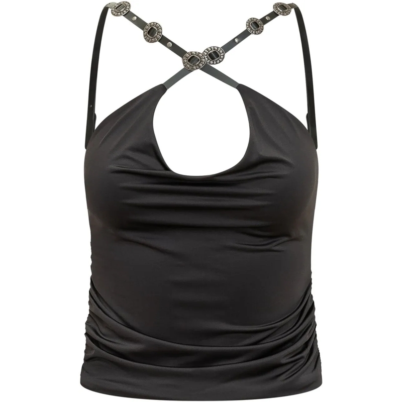 Pinko Top Top Drappeggiato con Spalline schwarz