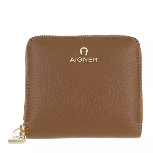 AIGNER Ivy Wallet Dark Toffee Brown Portemonnaie mit Zip-Around-Reißverschluss