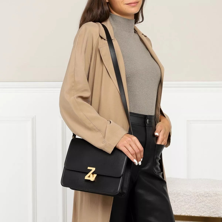 Zadig Voltaire Intiale Le City Calfskin Black Crossbody Bag
