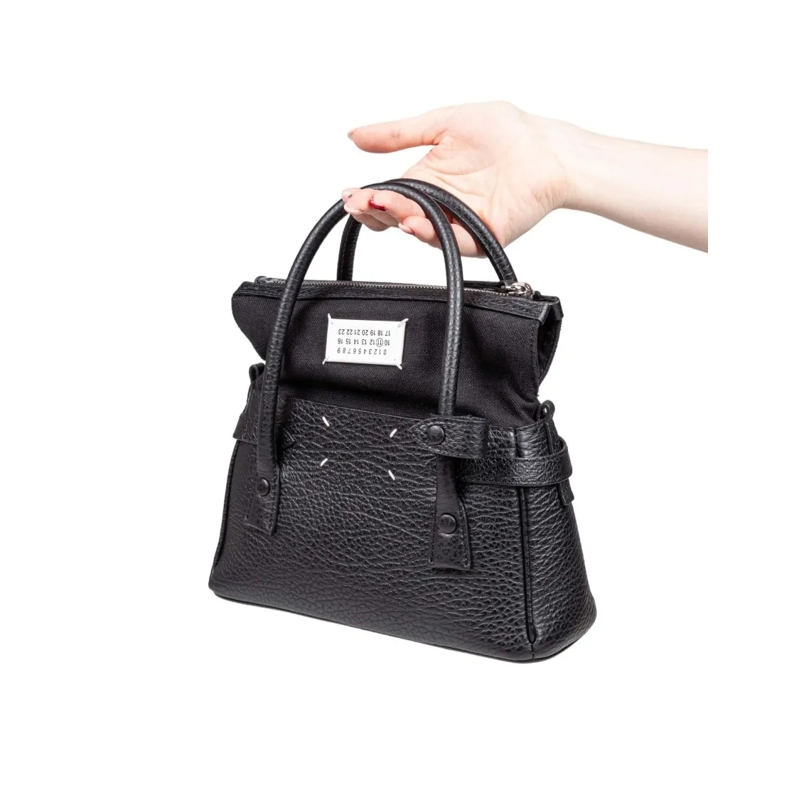 Maison Margiela Crossbody Bag Dress Age Small Leather Handbag, Black Black