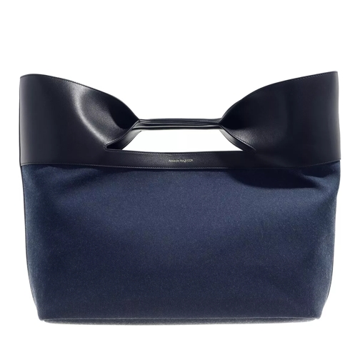Alexander McQueen The Bow Large Handle Bag Denim/Black Rymlig shoppingväska