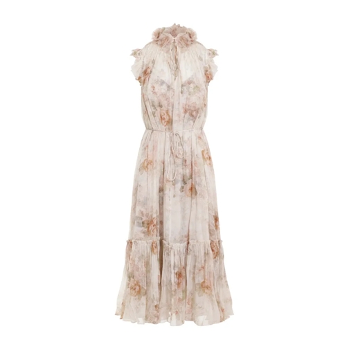 Zimmermann Illustration Flutter Midi Dress Pink Midi-klänningar