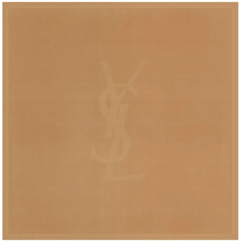 Saint Laurent Wollschal Cassandre Large Square Silk Scarf braun