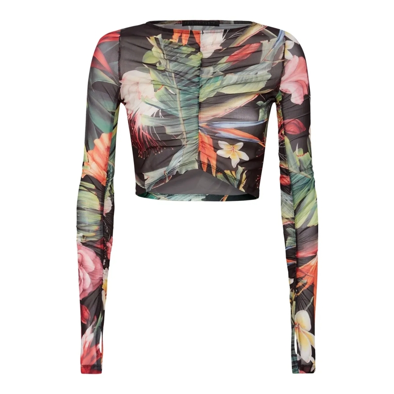 Philipp Plein Top Ls Oben Flowers schwarz
