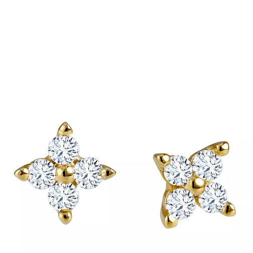 diamondline Stud Earrings 375 8 Diamonds total approx. 0,10 ct Yellow Gold Oorsteker