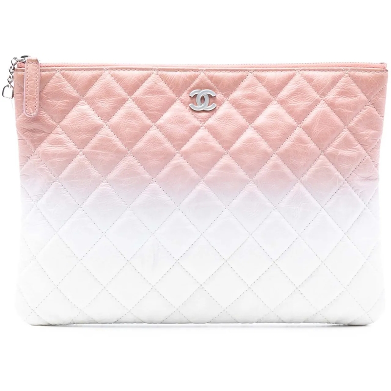 Chanel Clutch Medium CC Quilted Aged Calfskin Ombre O Case Clutc rose