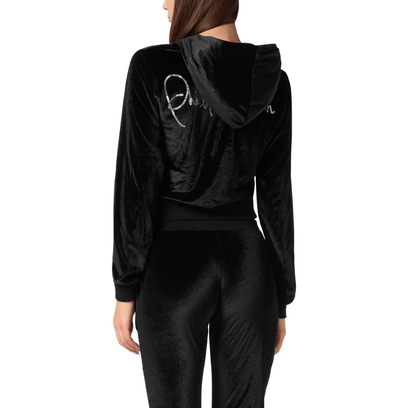 Philipp Plein Daunenjacke Sweatjacke Mit Kapuze Signature Mit Schmucksteinen schwarz(Image 2)