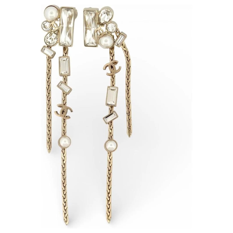Chanel Ohrstecker NEUE CHANEL HÃ„NGENDE OHRRINGE MIT CC-LOGO, STRASS gold
