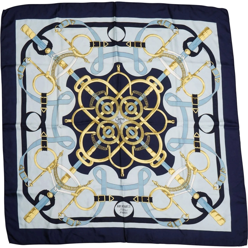 Hermès Wollschal Hermes Classic "Eperon d`Or" Silk Carre 90 Scarf T blau