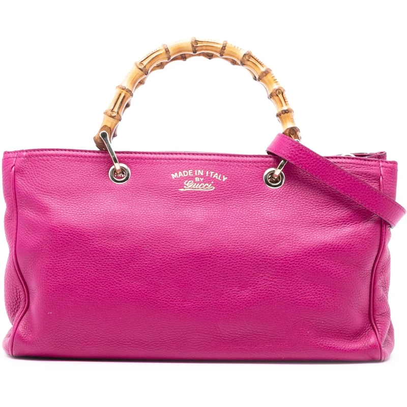 Gucci Schultertasche Medium Calfskin Bamboo Shopper Satchel rose