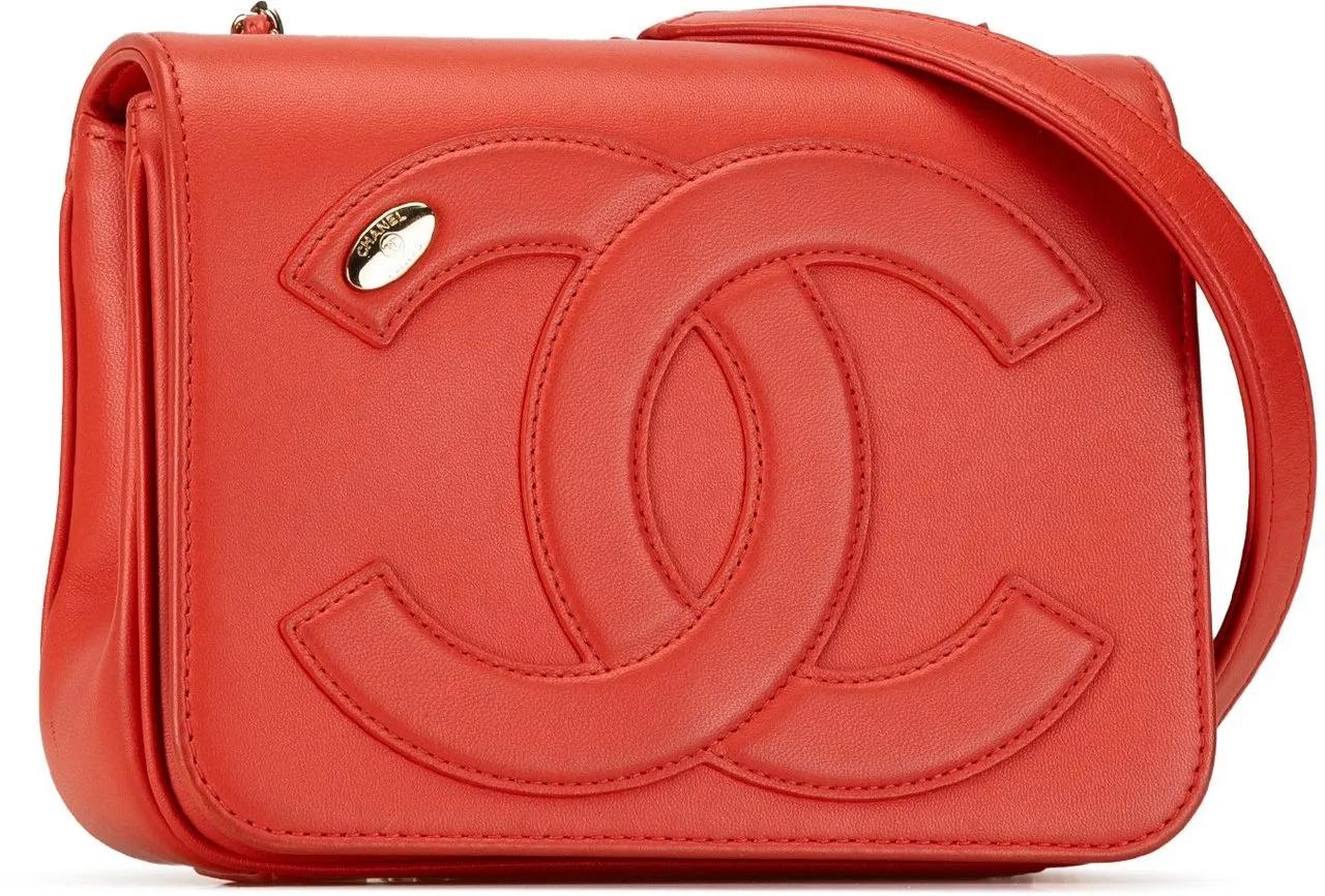 Chanel Shoppers Lambskin CC Mania Flap in rood