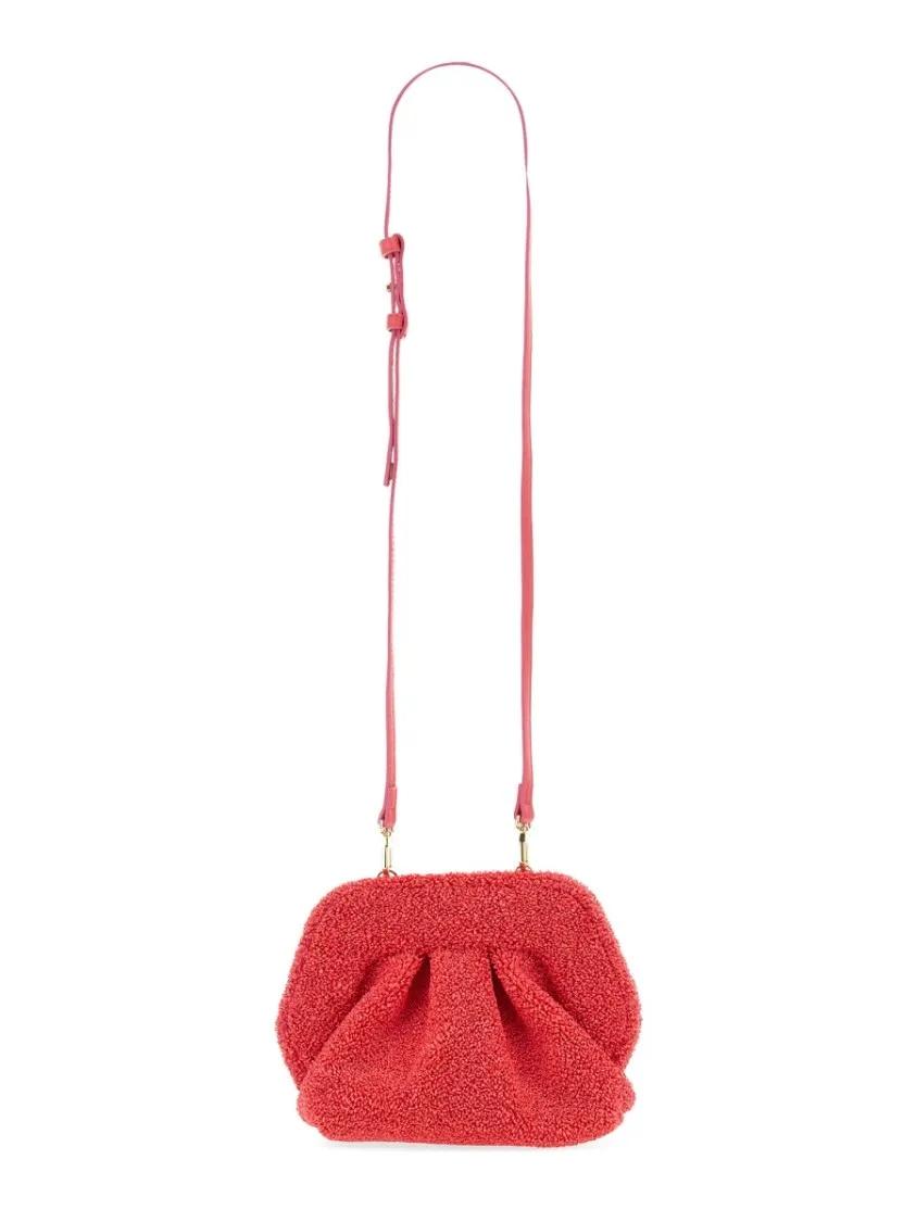 Themoirè Clutches Textured Gathered Bag With Detachable Strap in rood