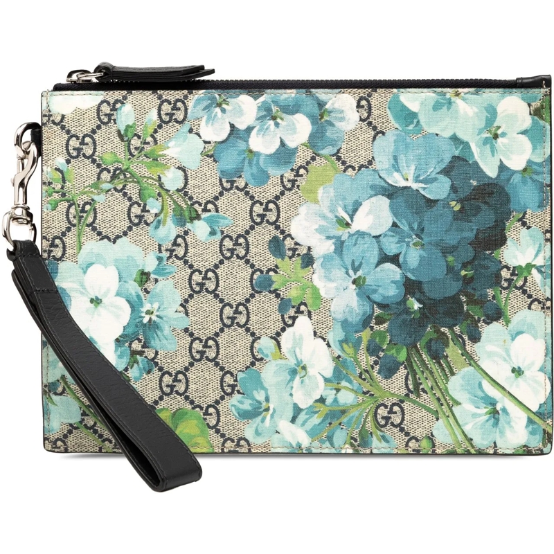 Gucci Pochette GG Supreme Blooms Clutch blau