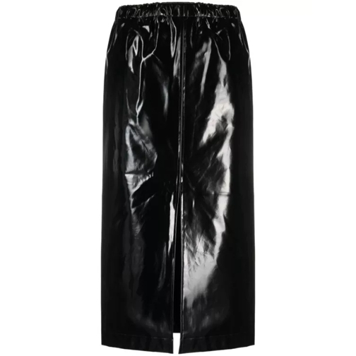 Maison Margiela Four-Stitch Patent Midi Skirt Black 