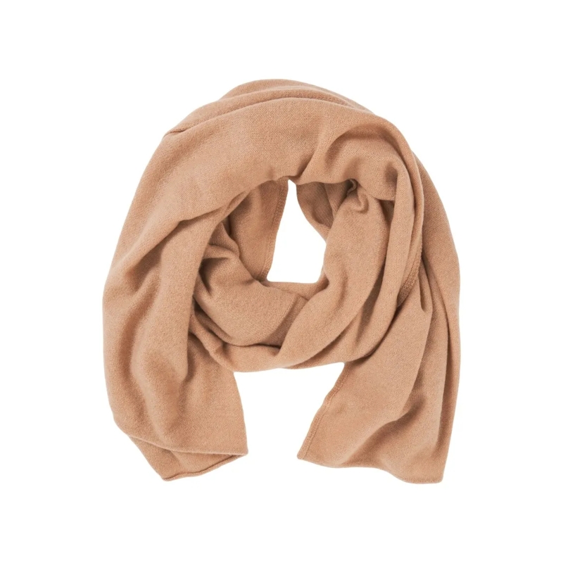 Crush Lichtgewicht Sjaal Cashmere Scarf In Elegant Beige With Fine Knit Tex Brown