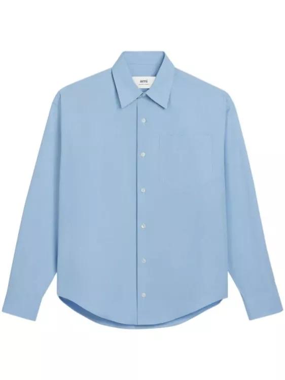 AMI Paris - Long-Sleeve Cotton Shirt - Größe M - blue