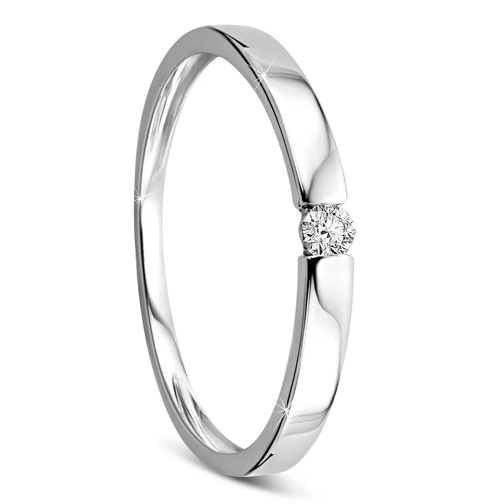 DIAMADA 0.05ct Diamond Solitaire Ring  14KT White Gold Tension Ring